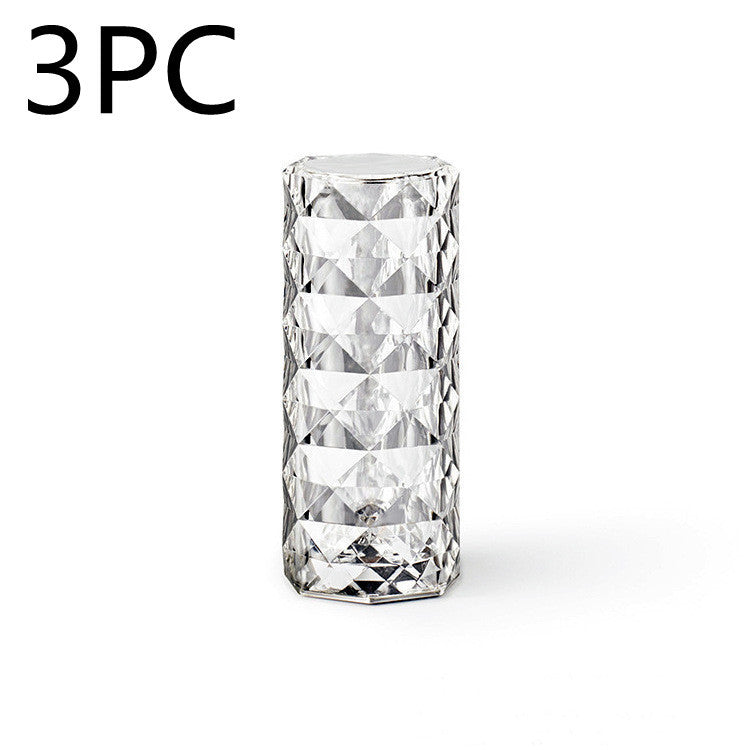 Nordic Crystal Lamp USB Table Lamps Bedroom, Dimming Atmosphere Diamond Night Light, Rose Projector Lamp Decore