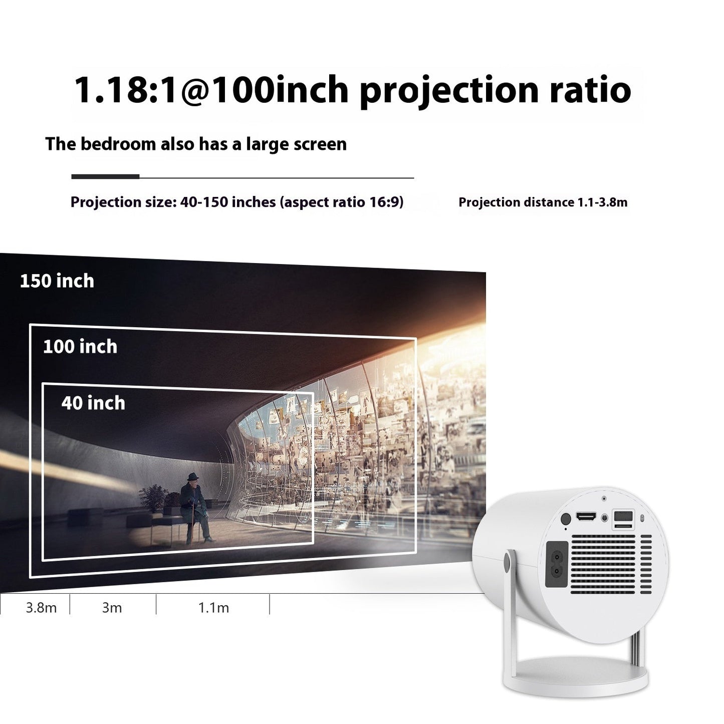 Portable Small Home Video Projector with Automatic Focus